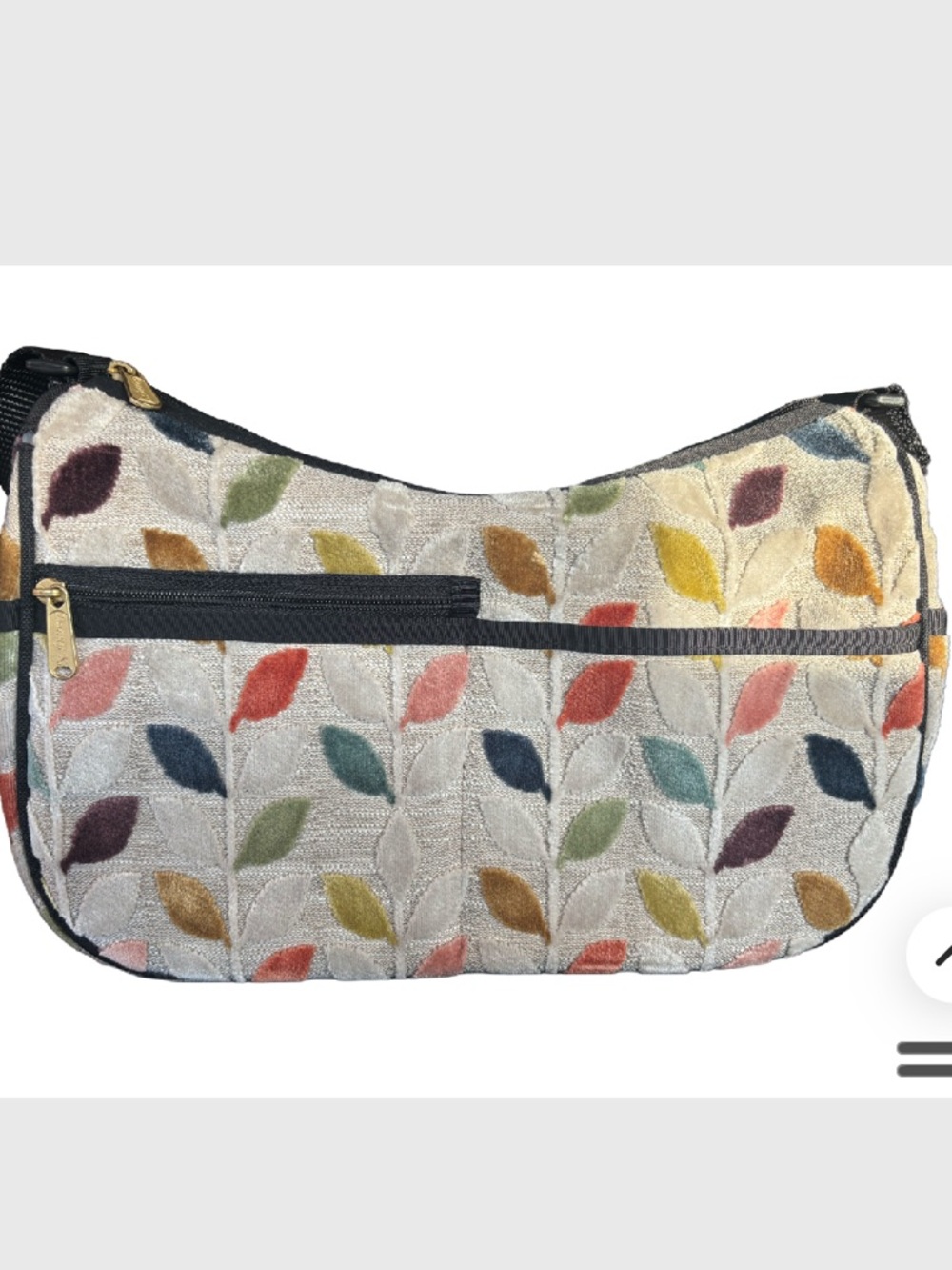 Danny K. Hampton bag. Multicolor Leaf-Pattern Shoulder Bag in Cream